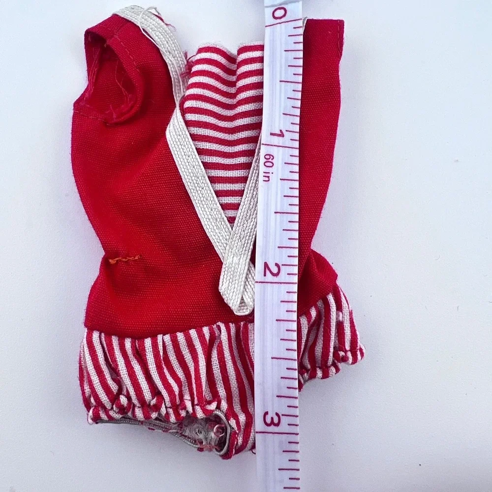 Vintage‎ Barbie Swimsuit Red & White Stripe Ruffle One-Piece 1960s  Doll Clothes